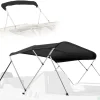 96" 4 Bow Bimini Top Boat Cover, Waterproof Aluminum Frame, Gray<SereneLife