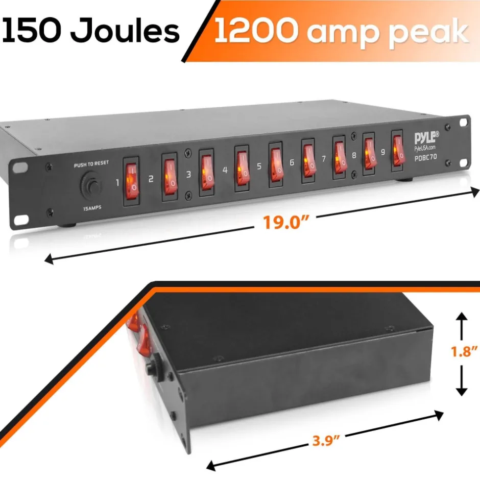 15 Amp Power Supply Unit - 9 Outlets, AC Noise Filter, Steel Chassis<Pyle Discount