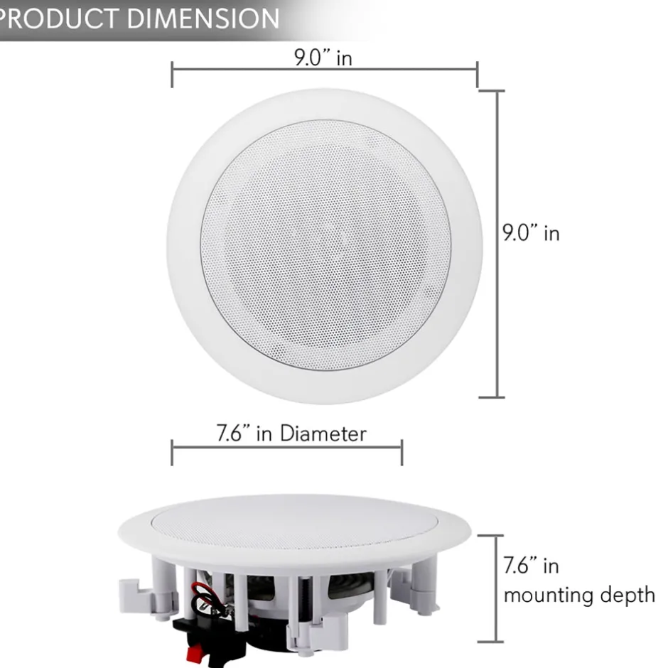6.5" Bluetooth Ceiling Speakers 200W Flush Mount Polyprone Cone<Pyle Online