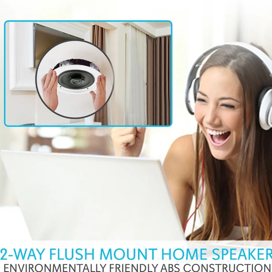 6.5" Bluetooth Ceiling Speakers 200W Flush Mount Polyprone Cone<Pyle Online