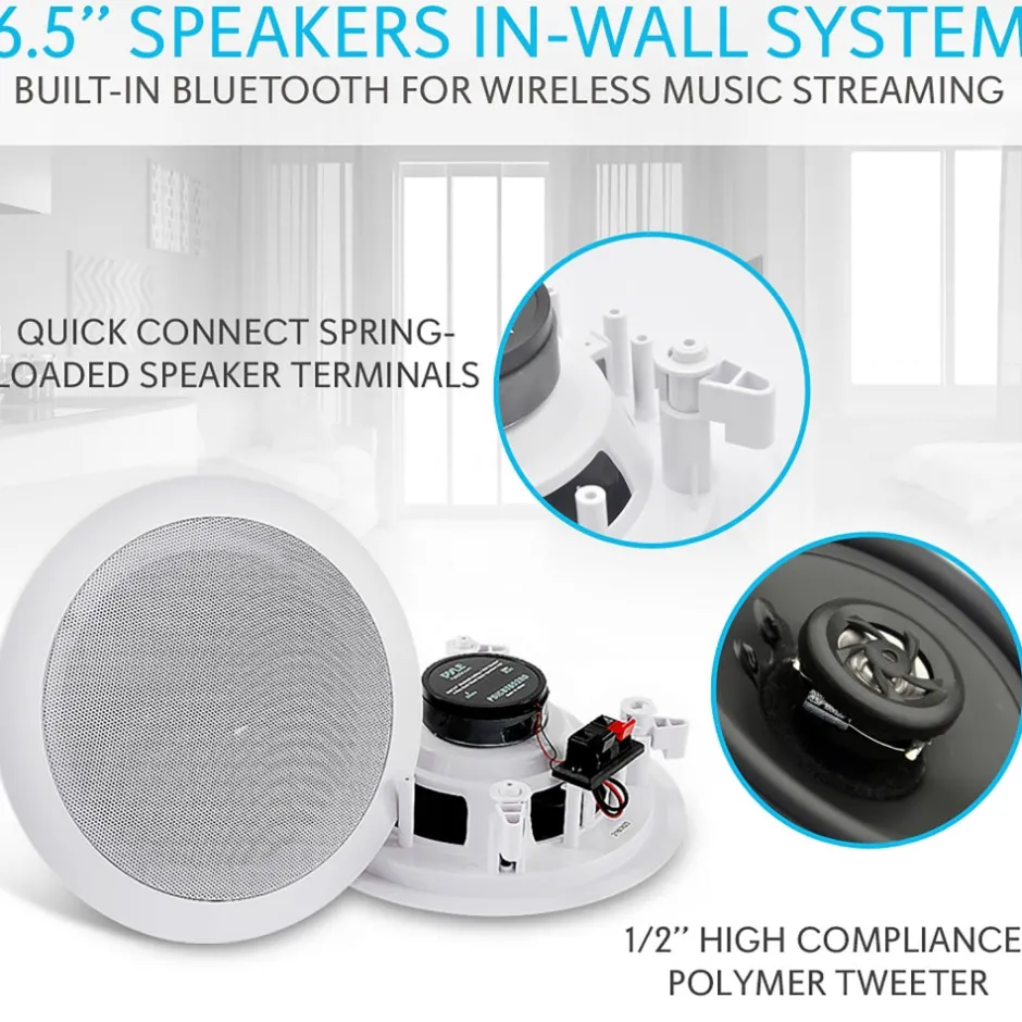6.5" Bluetooth Ceiling Speakers 200W Flush Mount Polyprone Cone<Pyle Online