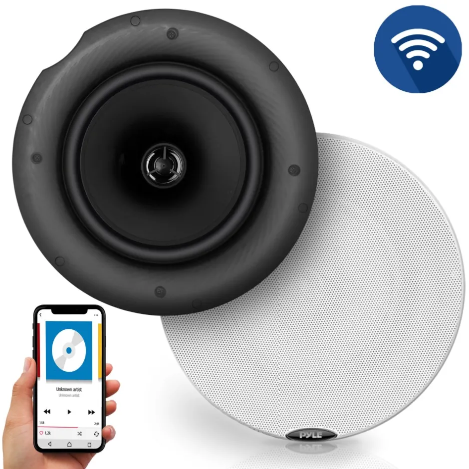 6.5" Bluetooth Ceiling/Wall Speakers 300W Dual Cone & Tweeter White<Pyle