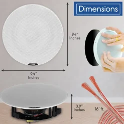 6.5" Bluetooth Ceiling/Wall Speakers 300W Dual Cone & Tweeter White<Pyle