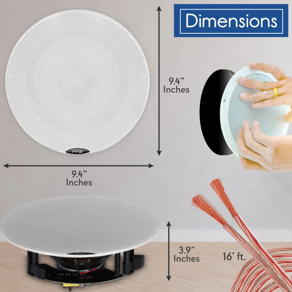 6.5" Bluetooth Ceiling/Wall Speakers 300W Dual Cone & Tweeter White<Pyle