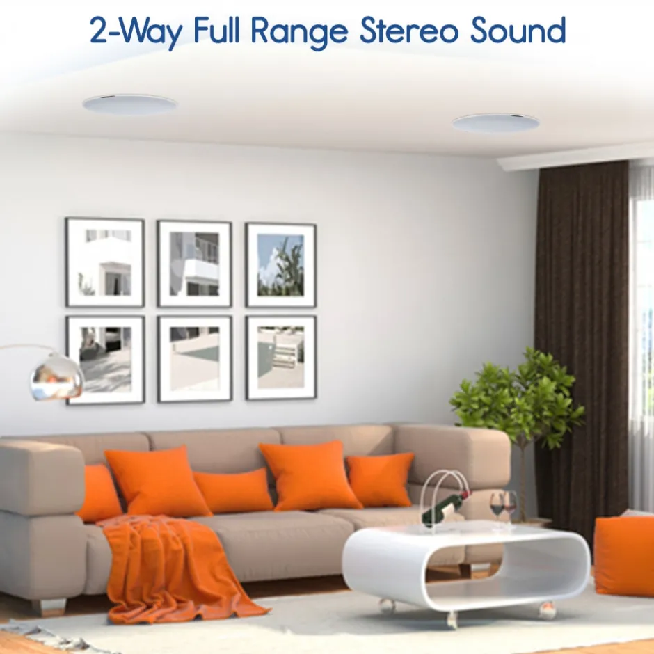 6.5" Bluetooth Ceiling/Wall Speakers 300W Dual Cone & Tweeter White<Pyle