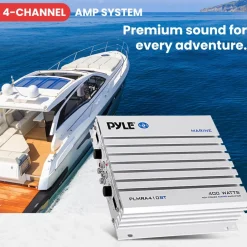 2.1 Bluetooth Marine Amplifier - Waterproof 400W Dual MOSFET, Black<Pyle Online