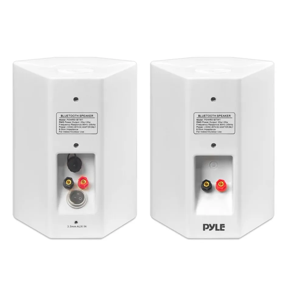 5.25" Bluetooth Speakers, Waterproof, 240W, White, Indoor/Outdoor<Pyle Clearance