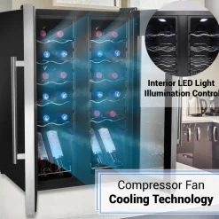 24 Bottle Wine Cooler - Quiet Compressor, Stainless Steel Door<NutriChef