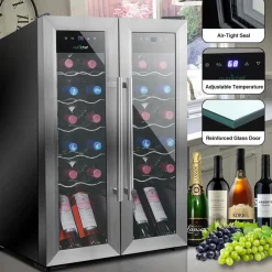 24 Bottle Wine Cooler - Quiet Compressor, Stainless Steel Door<NutriChef