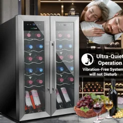 24 Bottle Wine Cooler - Quiet Compressor, Stainless Steel Door<NutriChef