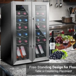 24 Bottle Wine Cooler - Quiet Compressor, Stainless Steel Door<NutriChef