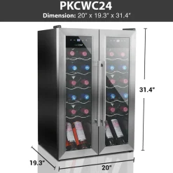 24 Bottle Wine Cooler - Quiet Compressor, Stainless Steel Door<NutriChef