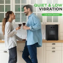 12 Bottle Wine Cooler, Adjustable Temp, Quiet Thermoelectric, Glass Door<NutriChef Clearance