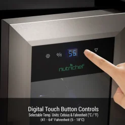 12 Bottle Wine Cooler, Compact Fridge, Digital Control, Stainless Steel<NutriChef