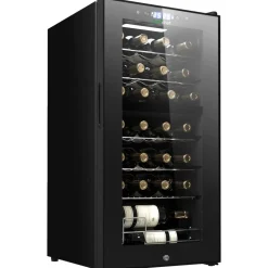 28 Bottle Wine Cooler, Dual Zone, Adjustable Temp, Ultra Quiet, Glass Door<NutriChef
