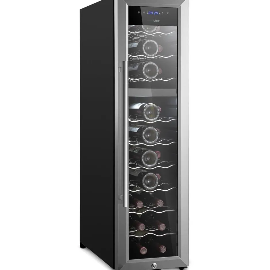27 Bottle Wine Cooler, Dual Zone, Adjustable Temp, Stainless Steel Door<NutriChef New