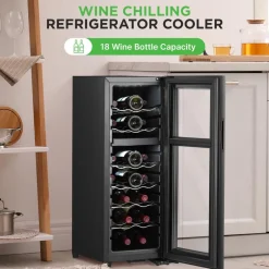 18 Bottle Wine Fridge, Dual Zone, Adjustable Temp, Quiet Operation<NutriChef Discount