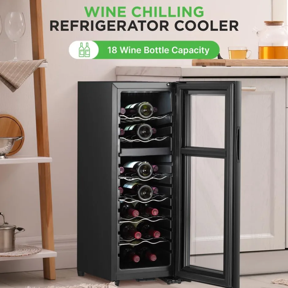 18 Bottle Wine Fridge, Dual Zone, Adjustable Temp, Quiet Operation<NutriChef Discount