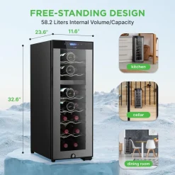 18 Bottle Wine Fridge, Dual Zone, Adjustable Temp, Quiet Operation<NutriChef Discount