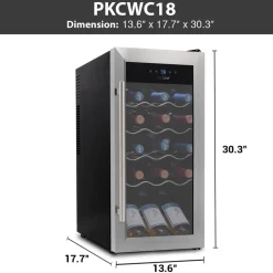 18 Bottle Wine Fridge Quiet Cooling Stainless Steel Door<NutriChef Best