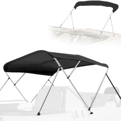 4 Bow Bimini Top Boat Cover, Waterproof UV-Resistant, Aluminum Frame, Gray<SereneLife Hot
