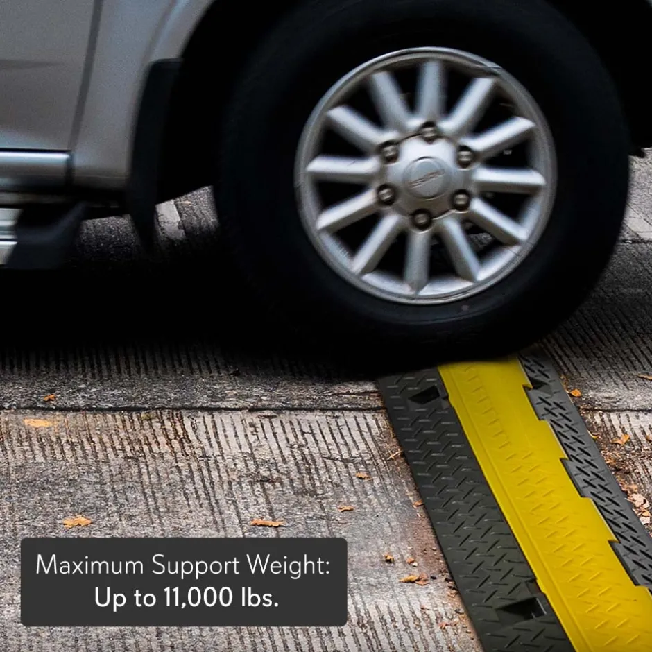 40" Cable Protector Ramp - Waterproof, Heavy Duty, Single Channel, Yellow<Pyle Hot