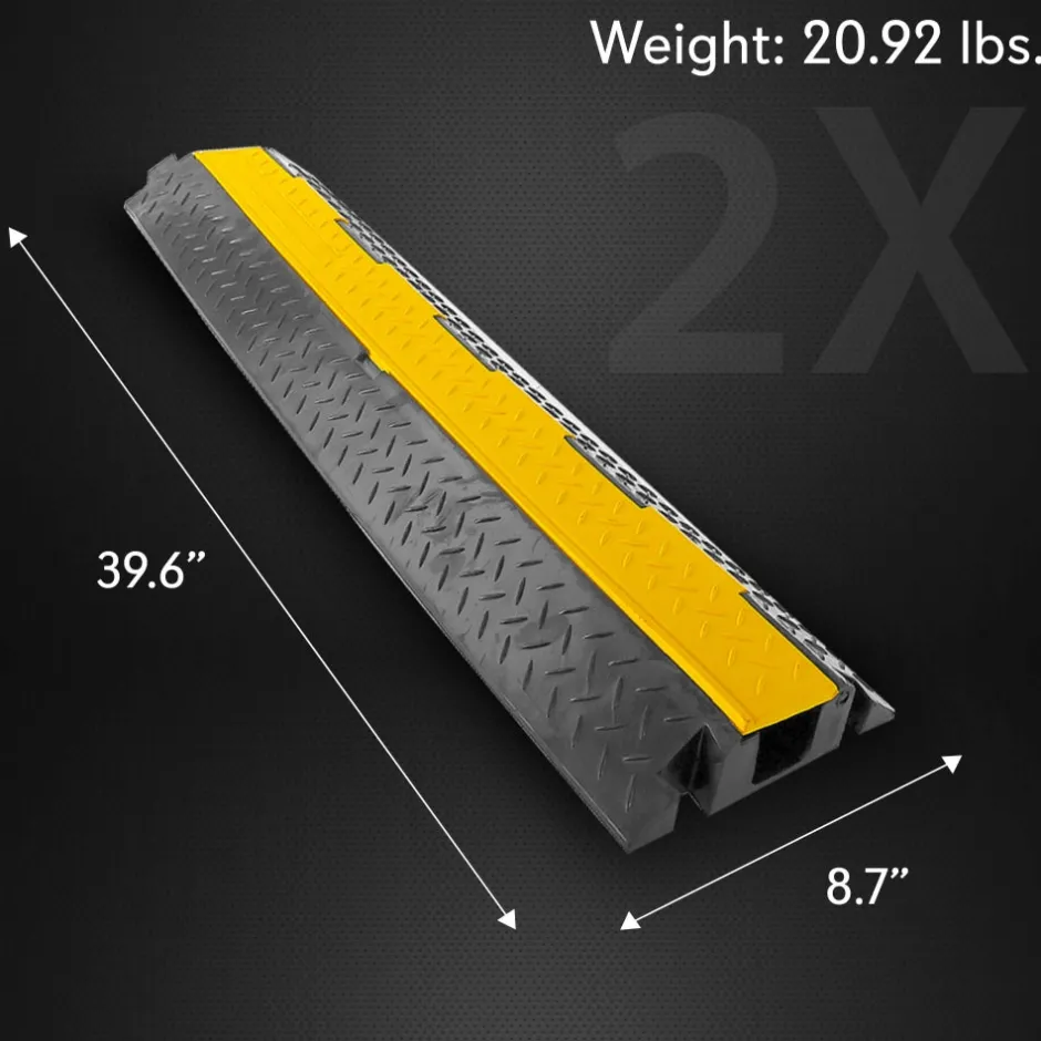 40" Cable Protector Ramp - Waterproof, Heavy Duty, Single Channel, Yellow<Pyle Hot