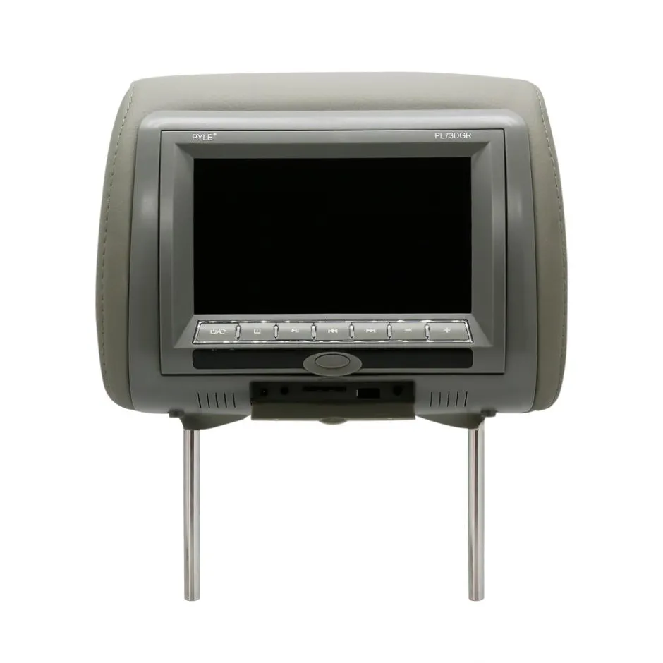 7" Car Headrest Monitor, Hi-Res Display, DVD/USB/SD Player, Gray<Pyle Hot