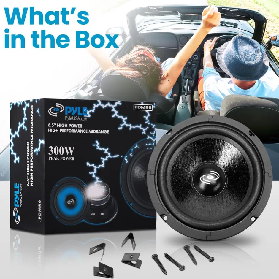 6.5" Car Speaker 300W High Power Paper Cone Sealed Back 93dB 8 Ohm<Pyle Outlet