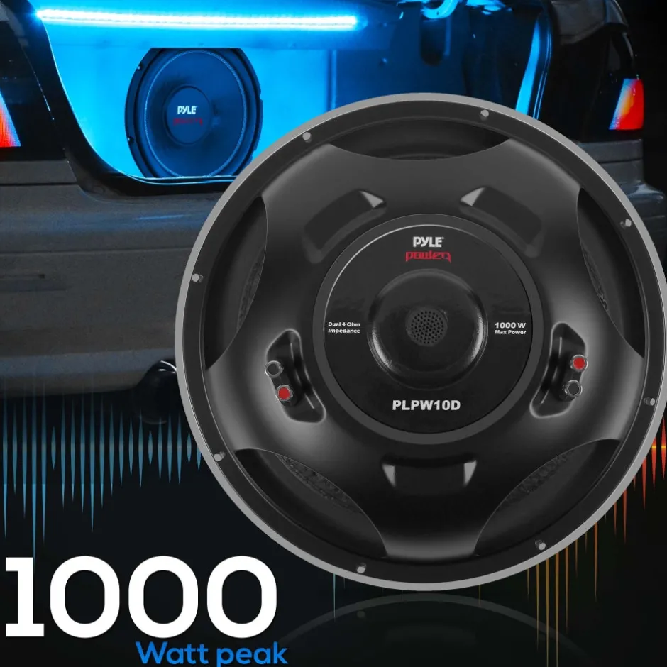 10" Car Subwoofer 1000W High Power Non-Press Paper Cone Dual 4 Ohm<Pyle Online