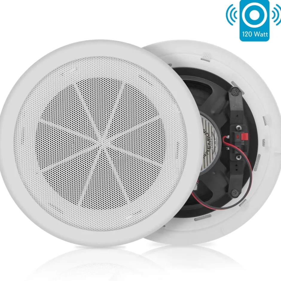 6.5" Ceiling Speaker 120W Flush Mount Easy Install White<Pyle Clearance