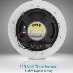 6.5" Ceiling Speaker 120W Flush Mount Easy Install White<Pyle Clearance