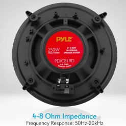 8" Ceiling Speakers Pair, Easy Install, 250W, Flush Mount<Pyle Outlet