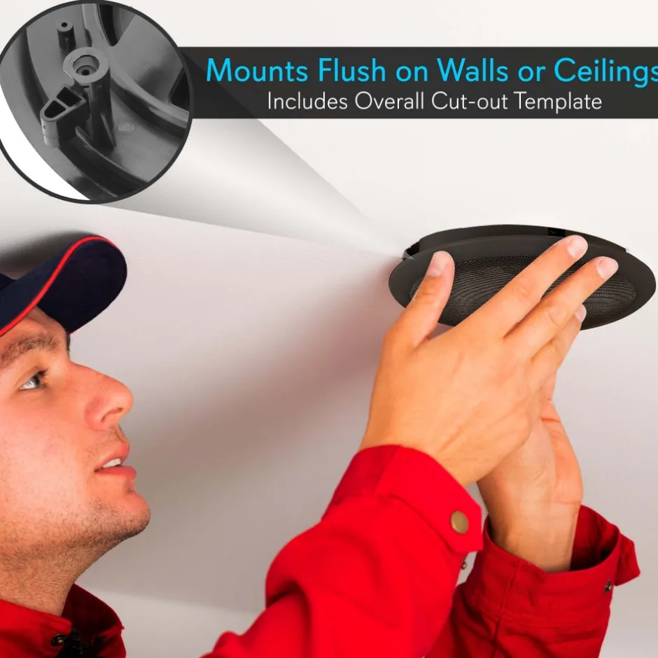 8" Ceiling Speakers Pair, Easy Install, 250W, Flush Mount<Pyle Outlet