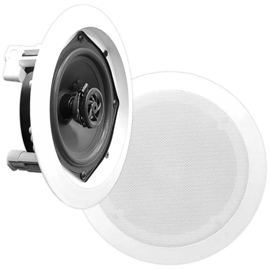 6.5" Ceiling Speakers Pair, 2-Way Sound, Easy Flush Mount, White<Pyle Clearance