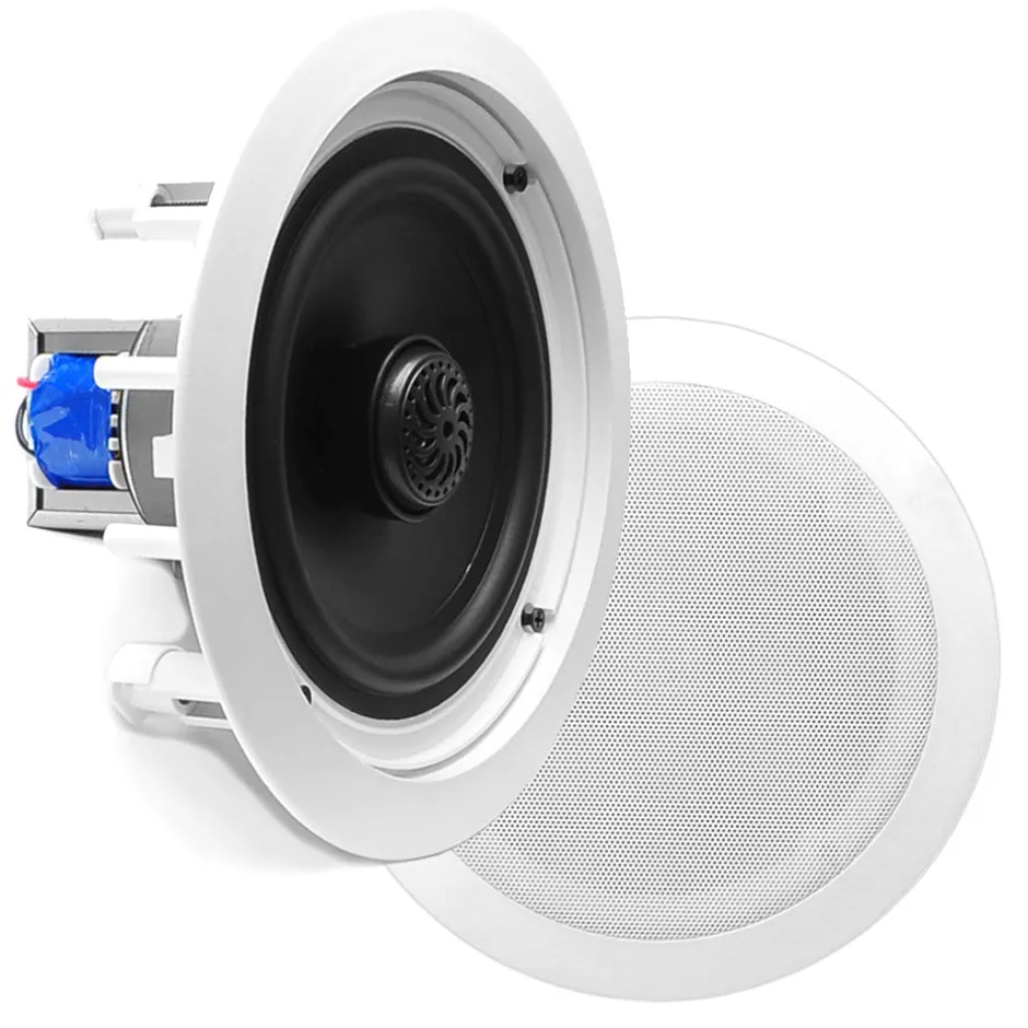 6.5" Ceiling Speakers Pair, 2-Way Stereo, 250W, Flush Mount, White<Pyle