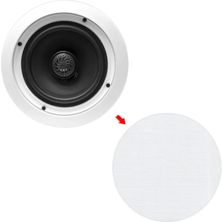6.5" Ceiling Speakers Pair, 2-Way Stereo, 250W, Flush Mount, White<Pyle