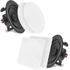6.5" Ceiling Speakers 200W Flush Mount Polymer Tweeter White<Pyle Discount