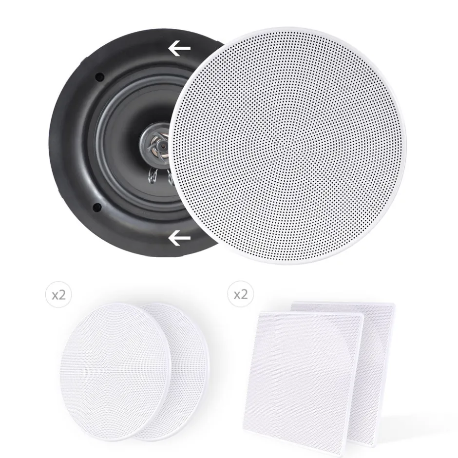 6.5" Ceiling Speakers 200W Flush Mount Polymer Tweeter White<Pyle Discount