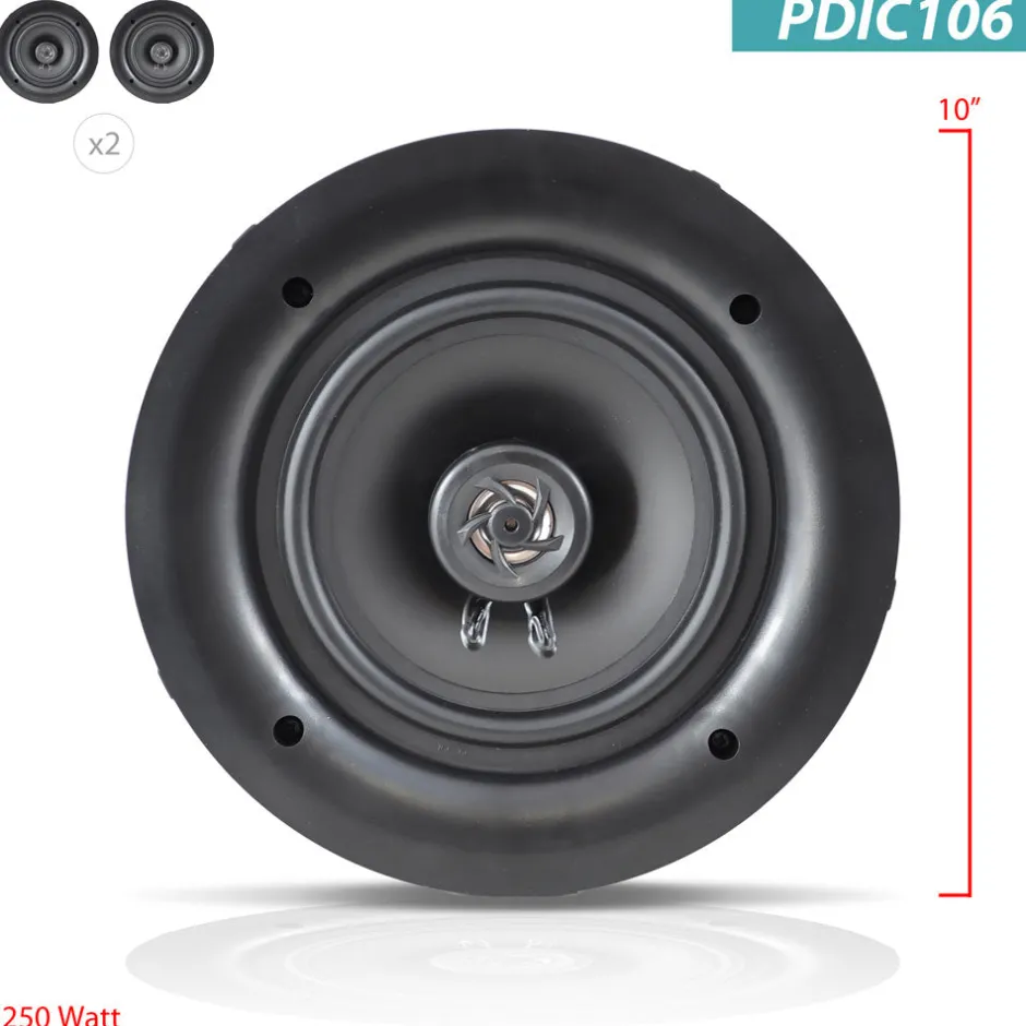 10" Ceiling Wall Speakers Pair, Full Range Sound, Flush Mount, 300W<Pyle Online