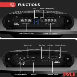 2 Channel Car Amplifier 2000W Bridgeable MOSFET Silver RCA Inputs<Pyle
