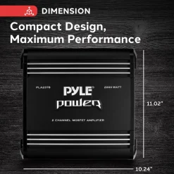 2 Channel Car Amplifier 2000W Bridgeable MOSFET Silver RCA Inputs<Pyle