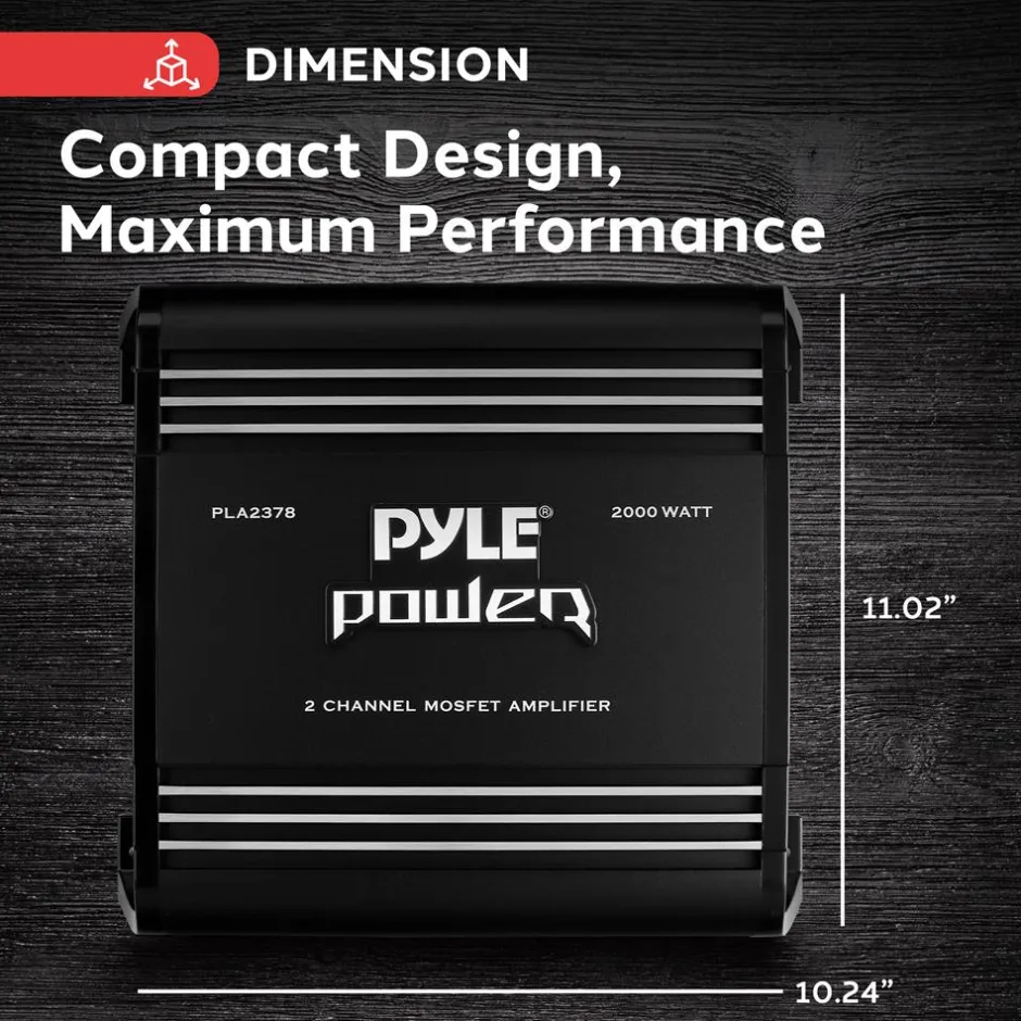 2 Channel Car Amplifier 2000W Bridgeable MOSFET Silver RCA Inputs<Pyle