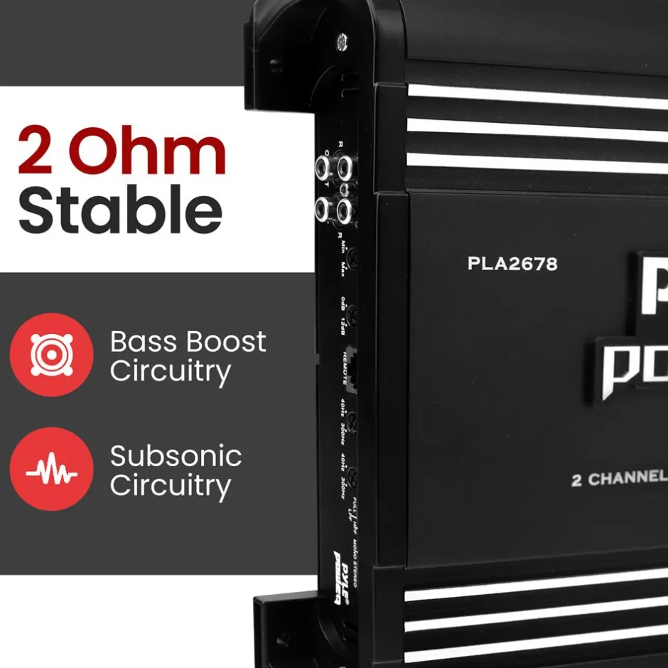 2 Channel Car Amplifier 4000W High Power MOSFET Silver RCA Inputs<Pyle Best