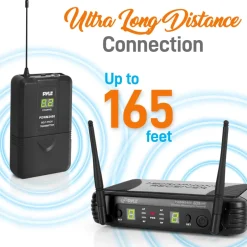 2 Channel Wireless Mic System - Portable UHF, 160' Range, 2 Headsets, 2 Lavalier<Pyle Sale