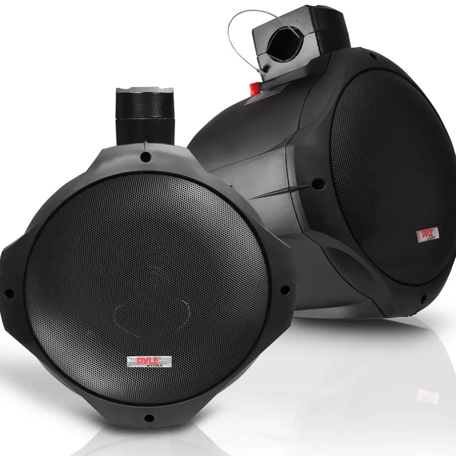 6.5" Dual Marine Speakers, 200W Waterproof, Poly Mica Cone, Black<Pyle Best