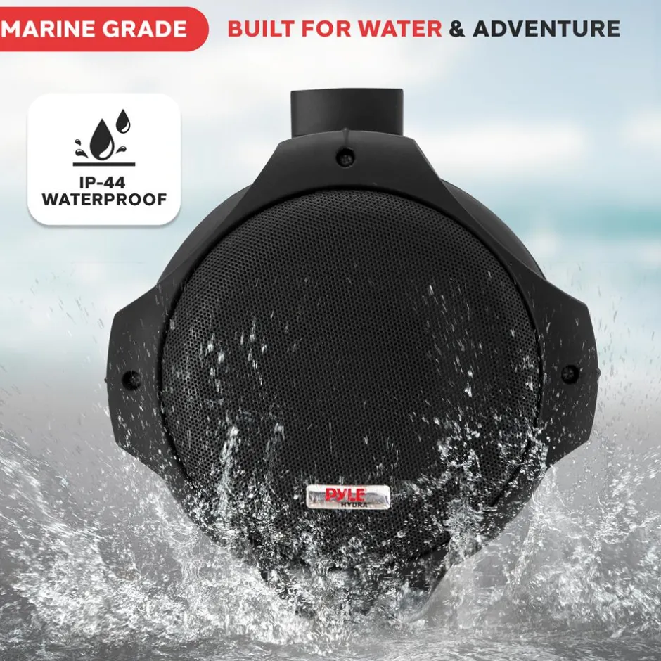 8" Dual Marine Speakers, 300W Waterproof, Poly Mica Cone, Black<Pyle Sale