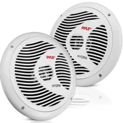 6.5" Dual Marine Speakers, Waterproof, 150W, Polyprone Cone, White<Pyle Best