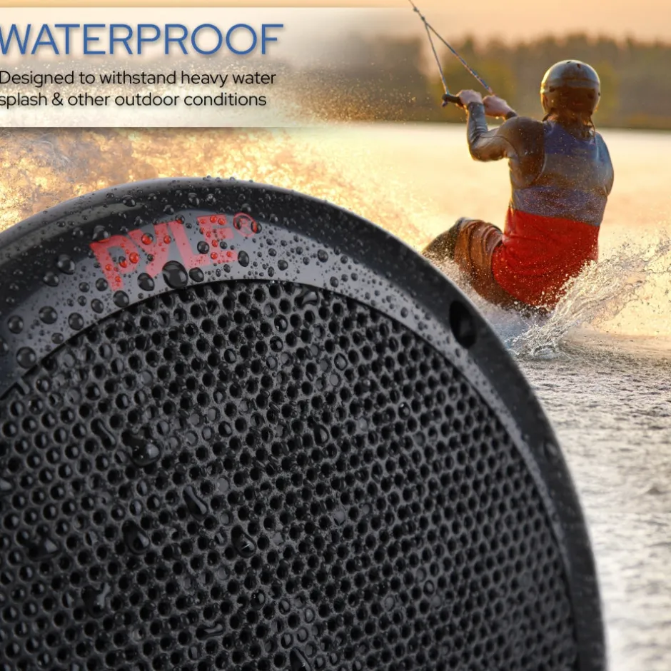 6.5" Dual Marine Speakers, Waterproof, 400W, Polyprone Cone, Black<Pyle Outlet