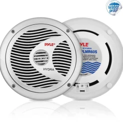 6.5" Dual Marine Speakers Waterproof 150W Polyprone Cone Silver<Pyle Hot